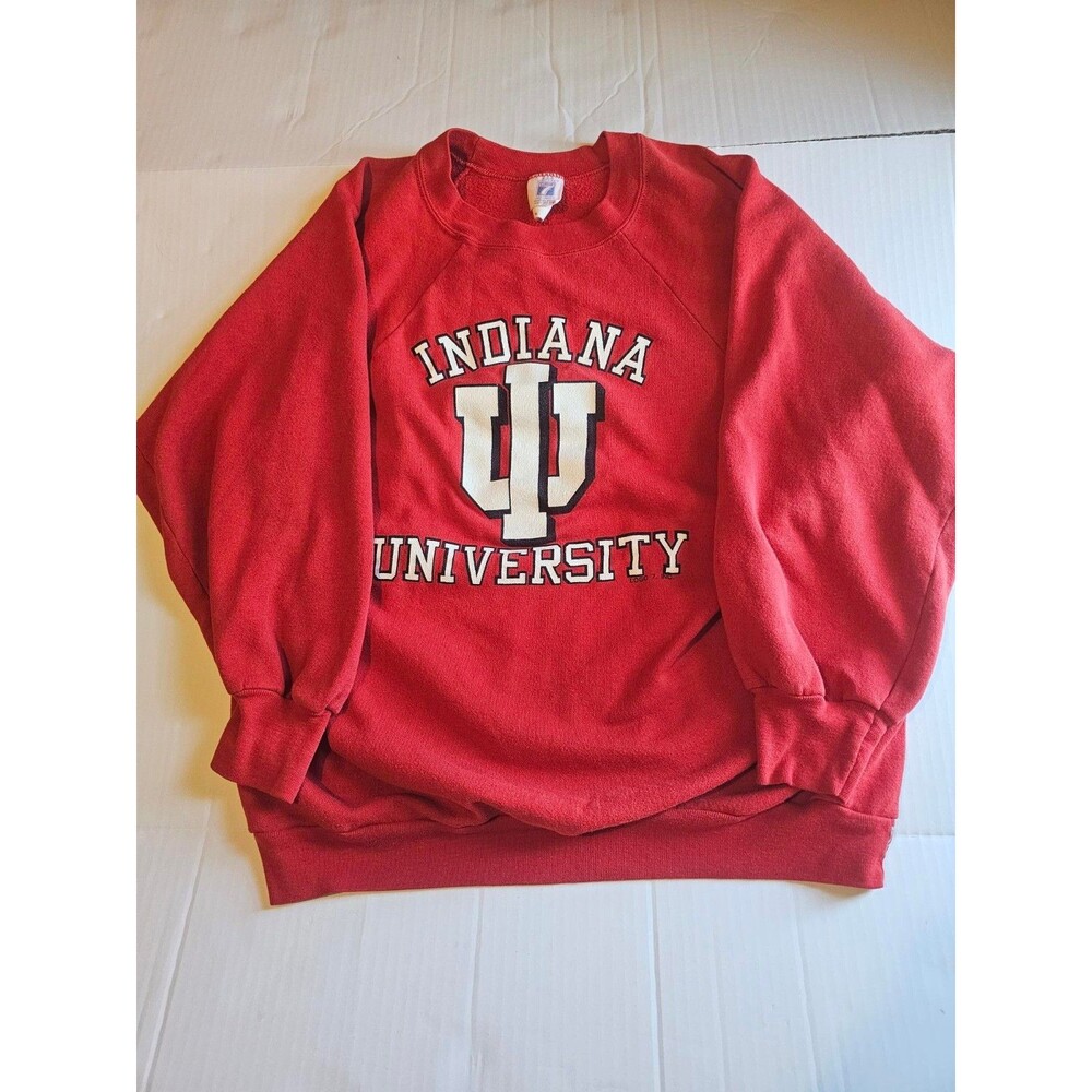 Vintage 80s Indiana University Hoosiers Logo 7 Raglan Sweatshirt Red XL USA